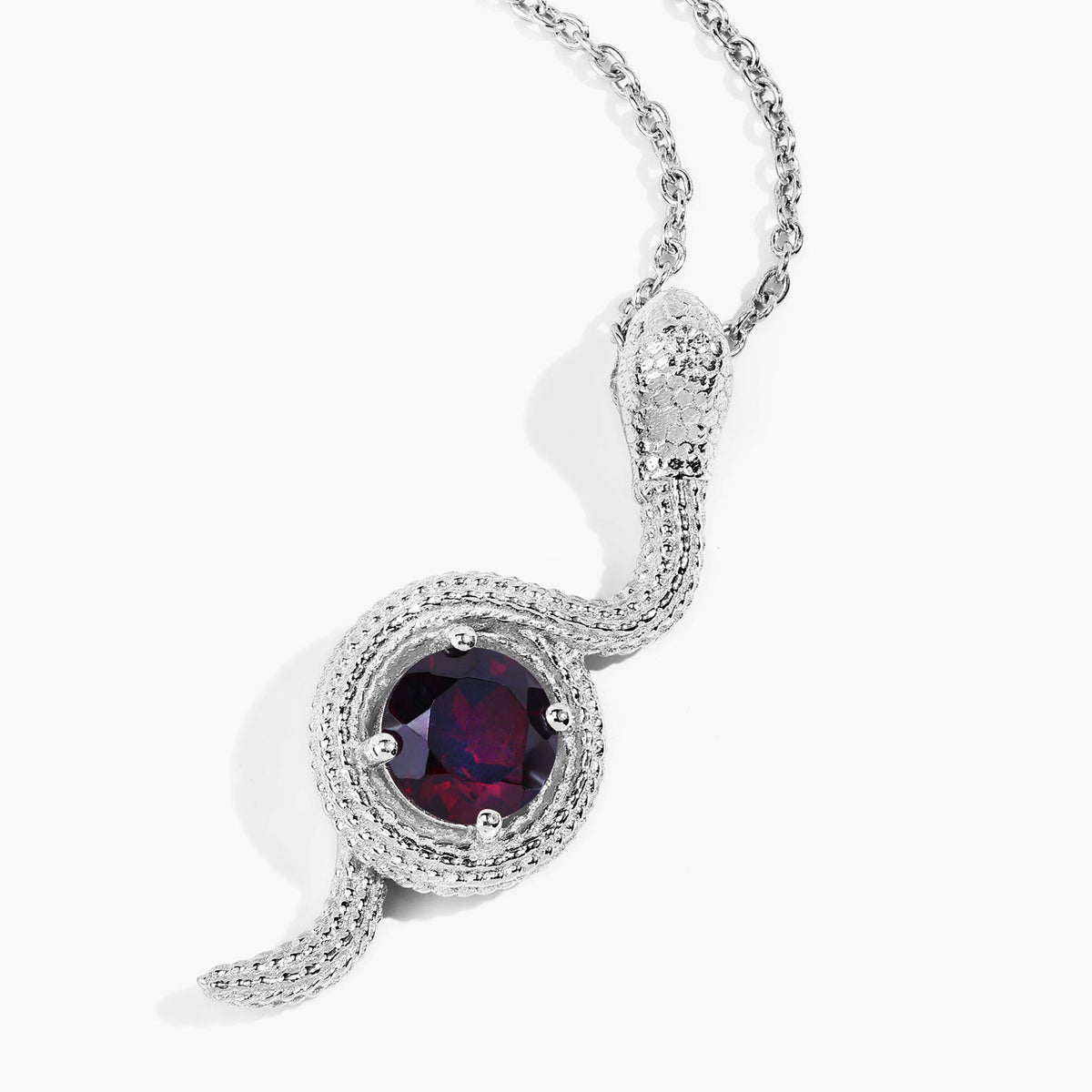 Garnet Snake Pendant 0.98 Carats Sterling Silver