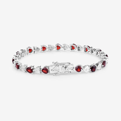 Garnet Tennis Bracelet With Diamonds 7.6 Carats Sterling Silver