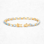 Blue Topaz Tennis Bracelet 11.2 Carats Gold Plated Silver