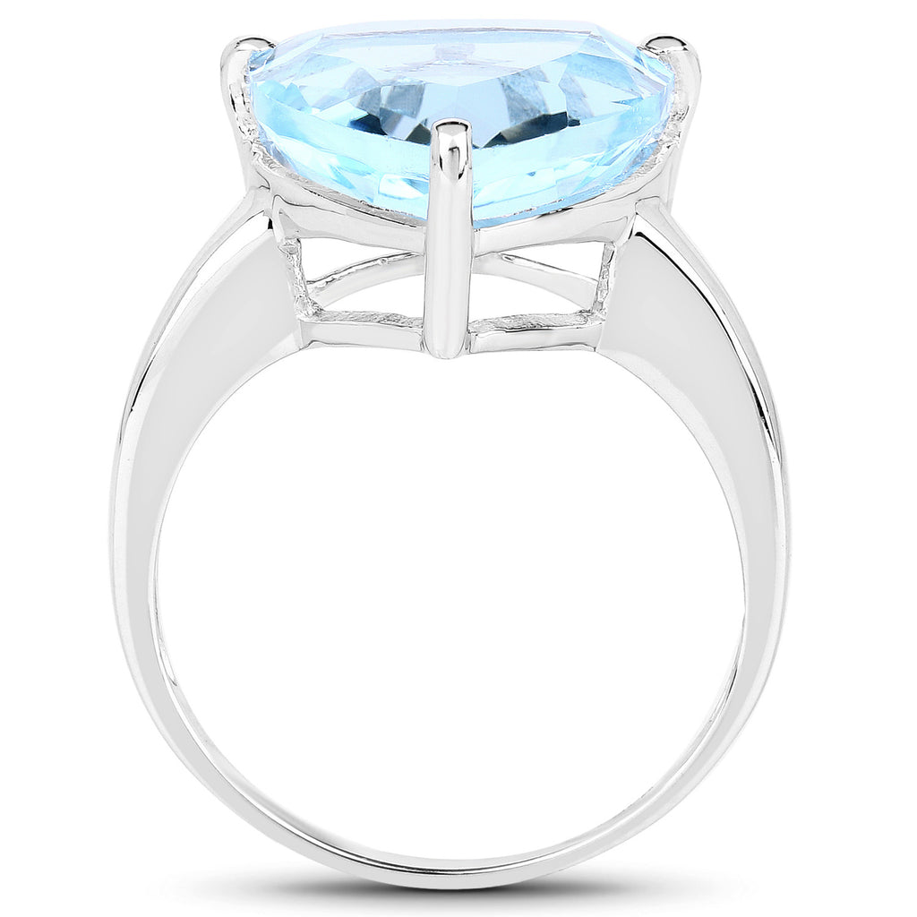 Blue Topaz Ring 8.28 Carats Sterling Silver