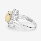 Ethiopian Opal Ring With White Topaz 2.3 Carats Sterling Silver