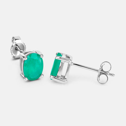 Zambian Emerald Earrings 1.42 Carats 10K White Gold