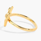 Blue Topaz Spider Web Ring 0.04 Carats Gold Plated Silver