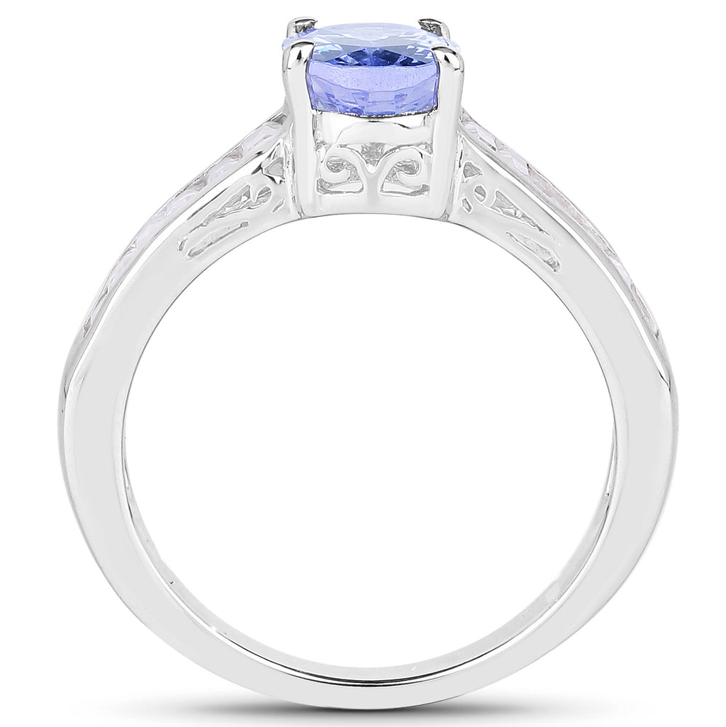 Tanzanite Ring With White Topaz 2.1 Carats Sterling Silver