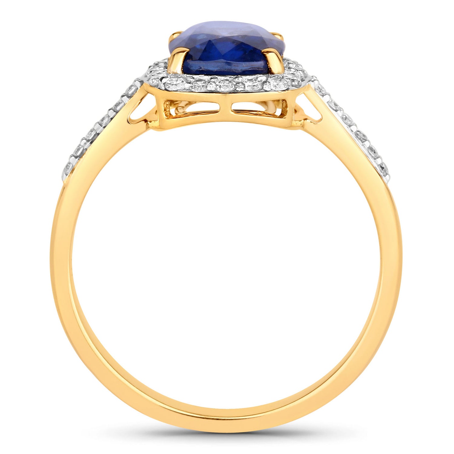 Blue Sapphire Ring With Diamonds 2.32 Carats 18K Yellow Gold