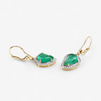 Colombian Emerald Earrings With Diamonds 6.36 Carats 14K Yellow Gold