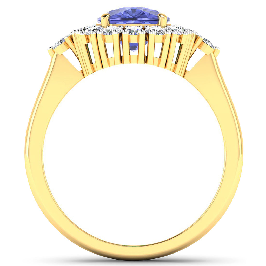 Tanzanite Ring With Diamonds 2.6 Carats 14K Yellow Gold