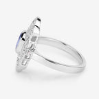 Tanzanite Ring With White Topaz 1.14 Carats Sterling Silver