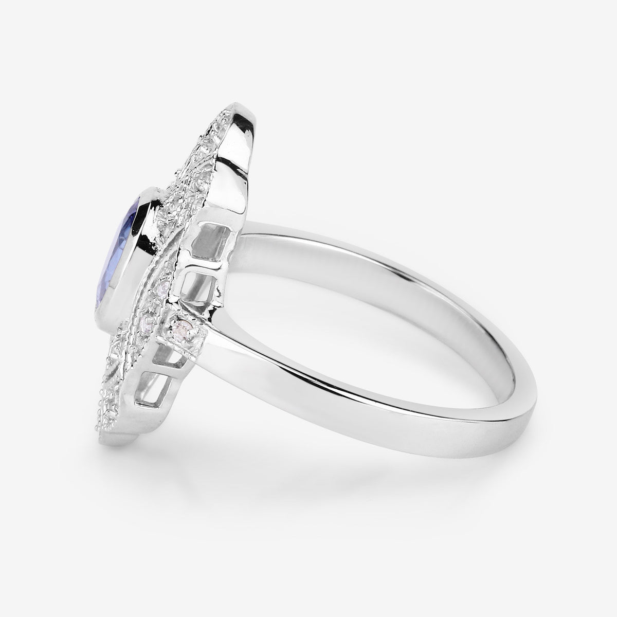 Tanzanite Ring With White Topaz 1.14 Carats Sterling Silver