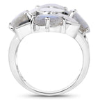 White Rainbow Moonstone Ring Labradorite 10.2 Carats Sterling Silver