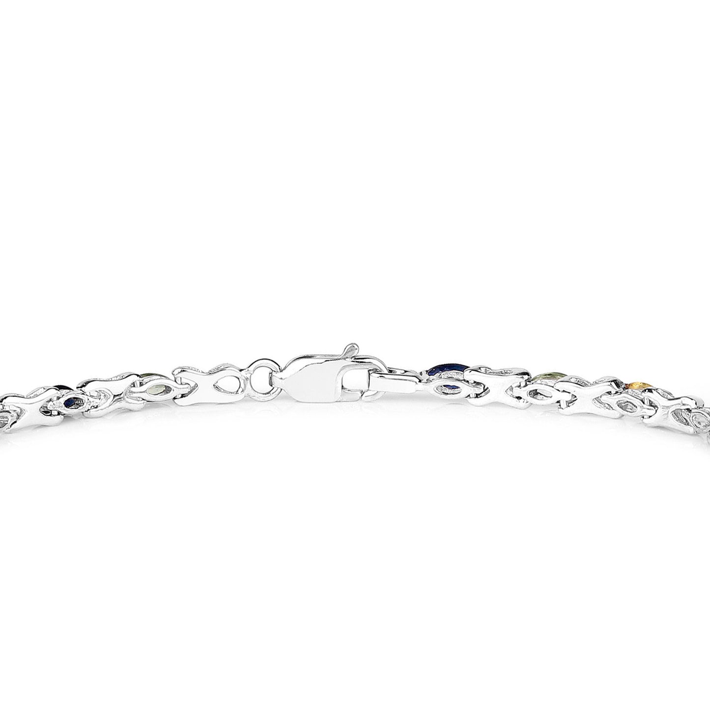 Multicolored Sapphire Tennis Bracelet 3.1 Carats Silver