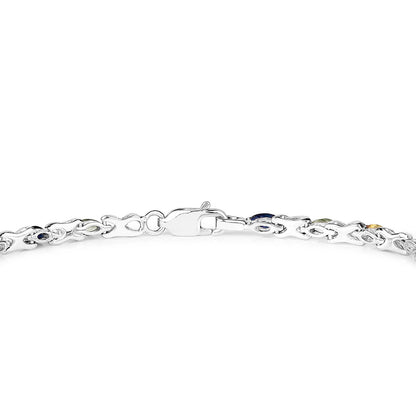 Multicolored Sapphire Tennis Bracelet 3.1 Carats Silver