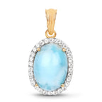 Larimar Pendant With White Topaz 13.5 Carats Gold Plated Silver