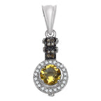 Citrine Pendant With Multicolor Diamonds 0.9 Carats Sterling Silver