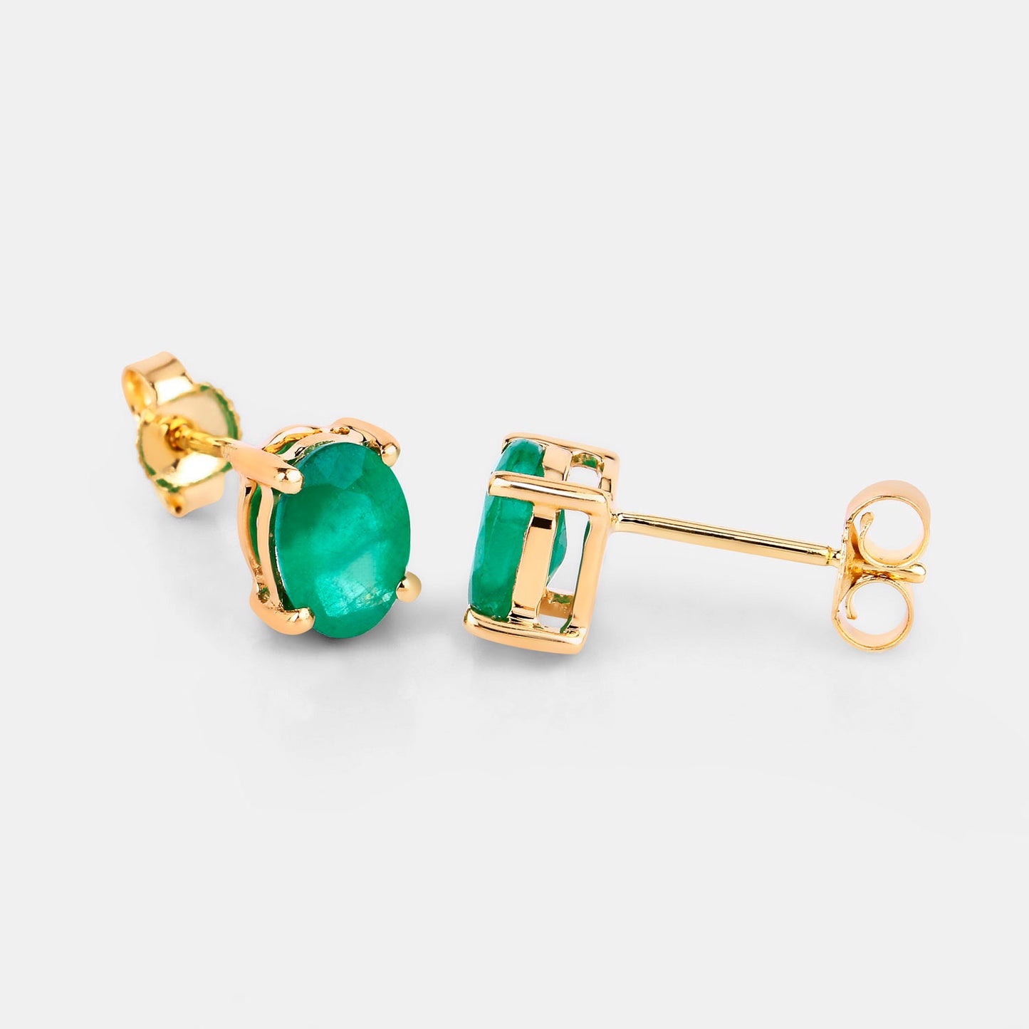 Zambian Emerald Earrings 1.42 Carats 10K Yellow Gold