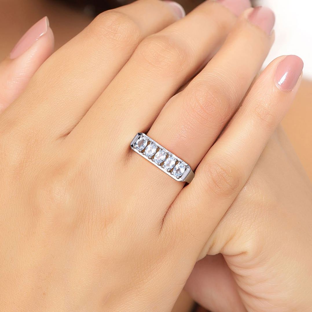 Blue Topaz Ring 0.94 Carats Sterling Silver