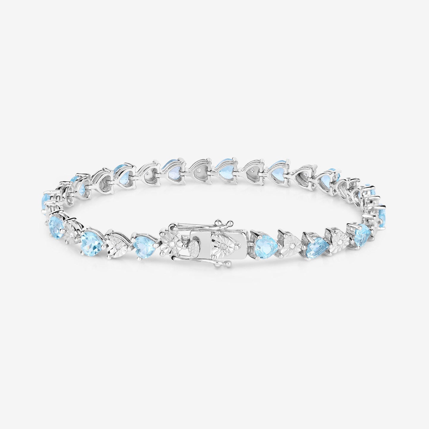 Blue Topaz Tennis Bracelet Diamonds 7.6 Carats Sterling Silver