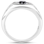 Black Diamond Ring 0.7 Carats Sterling Silver