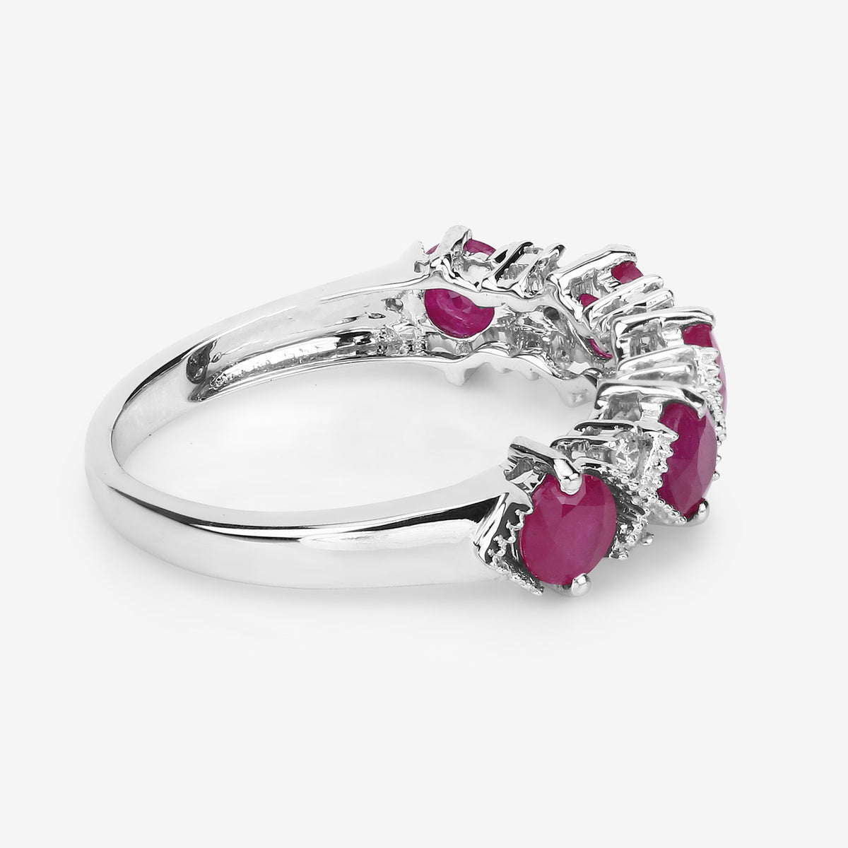 Ruby Ring With Diamonds 1.58 Carats 14K White Gold