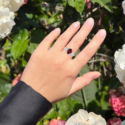 Rhodolite Ring With Diamonds 2.84 Carats 14K White Gold