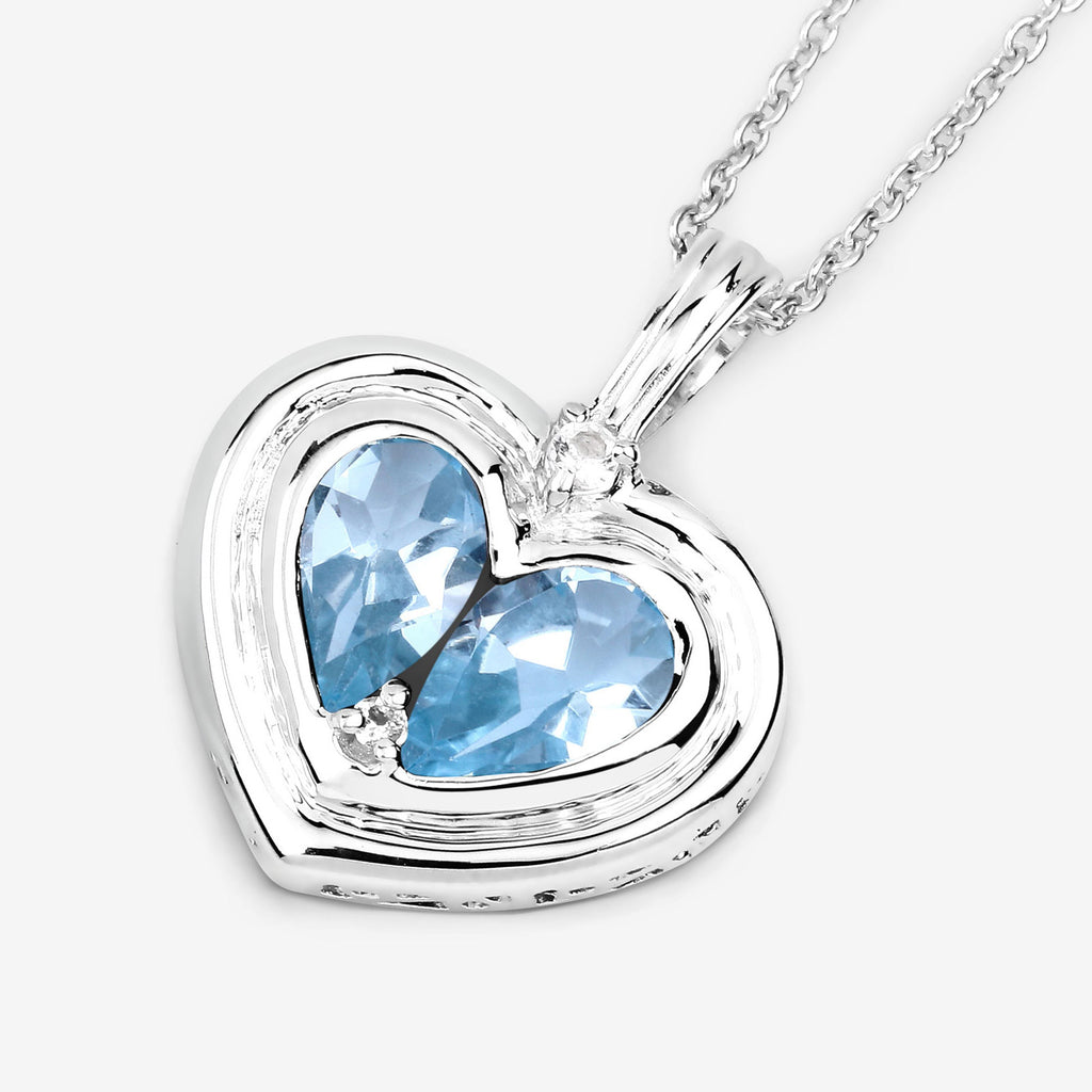 Multicolor Topaz Heart Pendant 2.62 Carats Sterling Silver