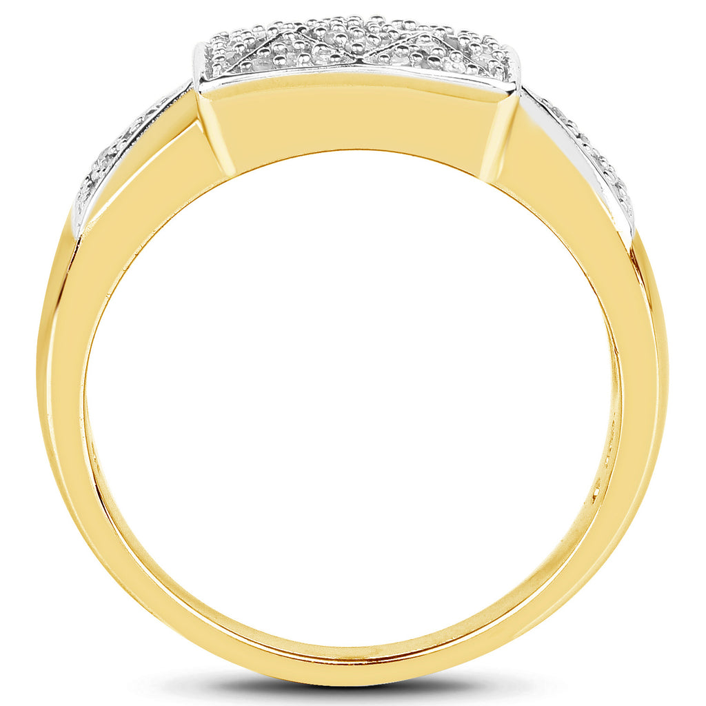 Diamond Ring 0.2 Carats Gold Plated Silver