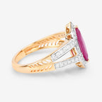 Ruby Ring With Diamonds 1.04 Carats 14K Yellow Gold
