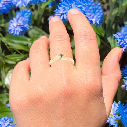 Light Brown Diamond Ring 0.25 Carats 9K Yellow Gold