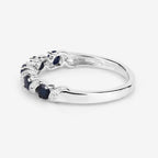 Blue Sapphire Ring With White Topaz 0.6 Carats Sterling Silver