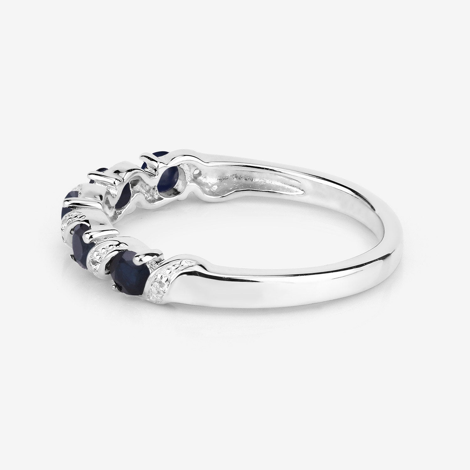 Blue Sapphire Ring With White Topaz 0.6 Carats Sterling Silver