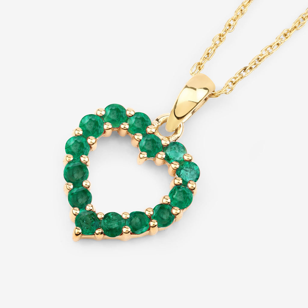 Zambian Emerald Heart Pendant 0.46 Carats 10K Yellow Gold