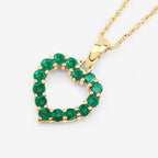 Zambian Emerald Heart Pendant 0.46 Carats 10K Yellow Gold