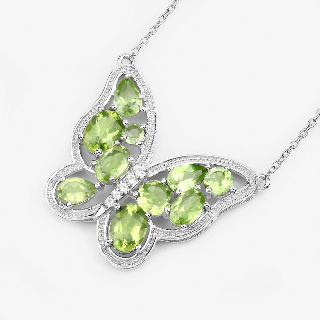 Peridot Butterfly Necklace 4.5 Carats Sterling Silver