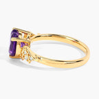 Amethyst Bat Ring With White Topaz 1.46 Carats Gold Plated Silver