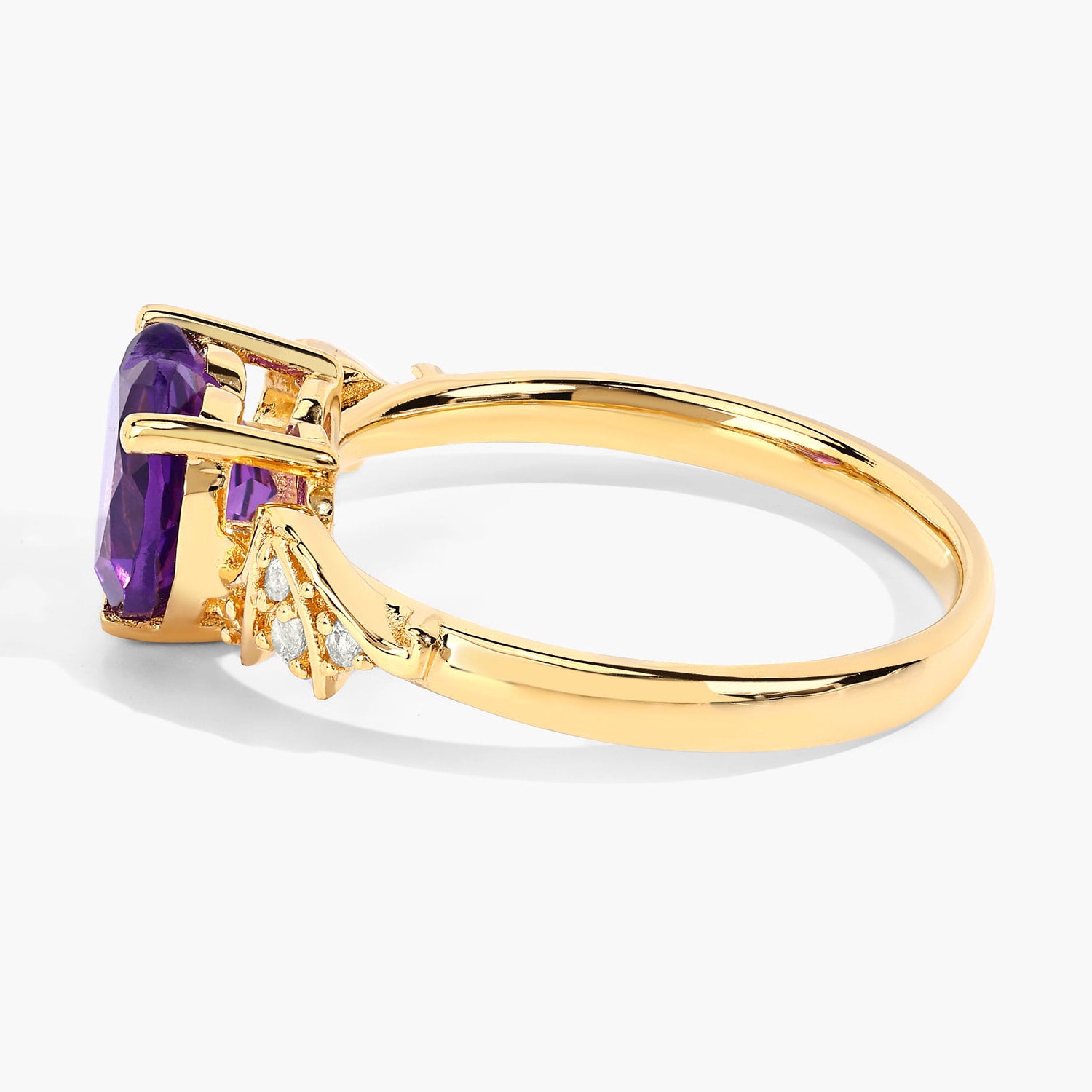 Amethyst Bat Ring With White Topaz 1.46 Carats Gold Plated Silver