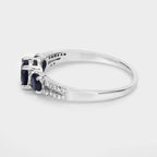Blue Sapphire Ring With Diamonds 1.04 Carats 14K White Gold