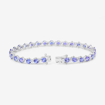 Tanzanite Tennis Bracelet Diamonds 6.9 Carats 14K White Gold