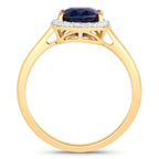 Blue Sapphire Ring With Diamonds 2.42 Carats 18K Yellow Gold