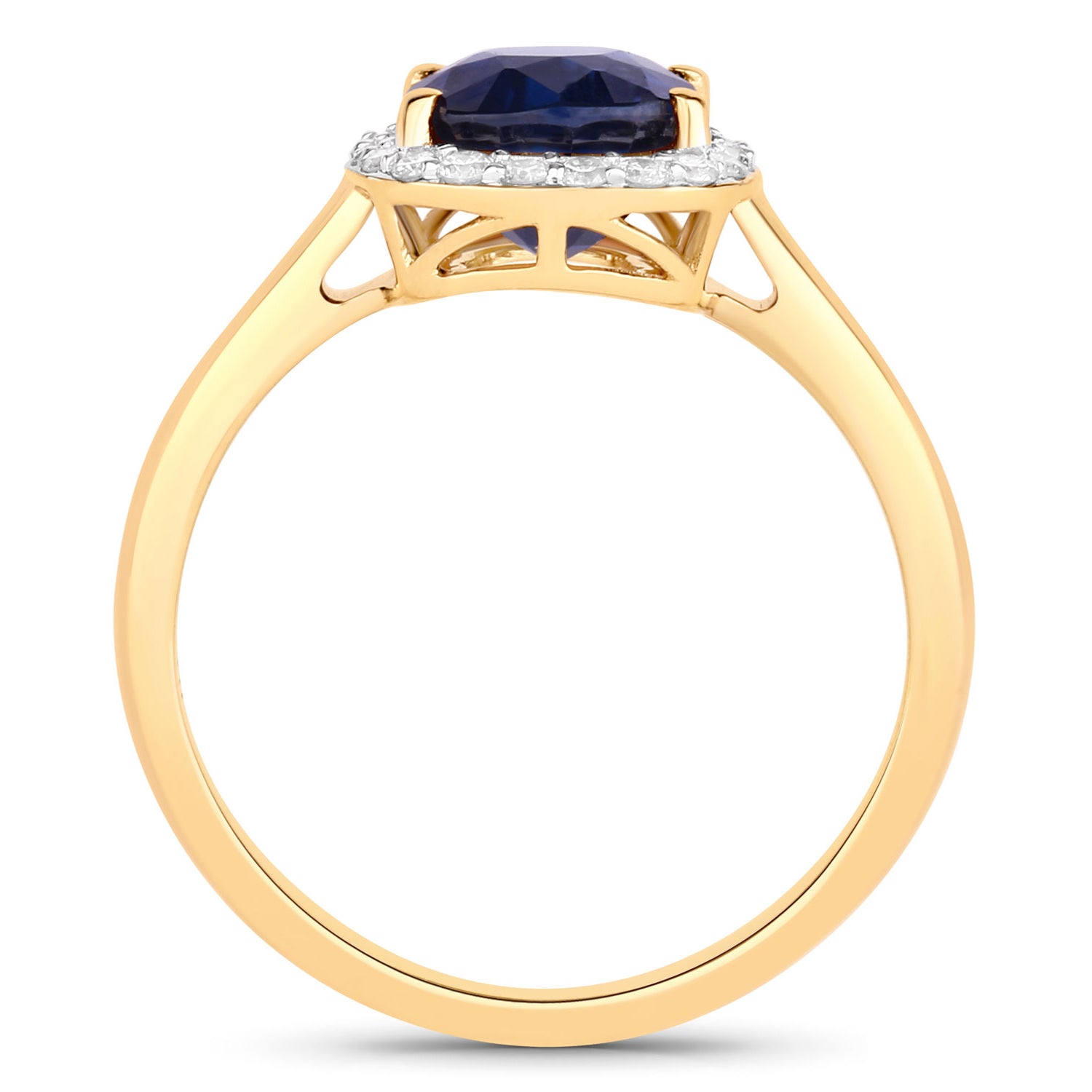 Blue Sapphire Ring With Diamonds 2.42 Carats 18K Yellow Gold