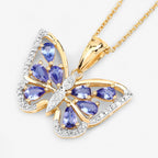 Tanzanite Butterfly Pendant With White Zircon 1.71 Carats Sterling Silver