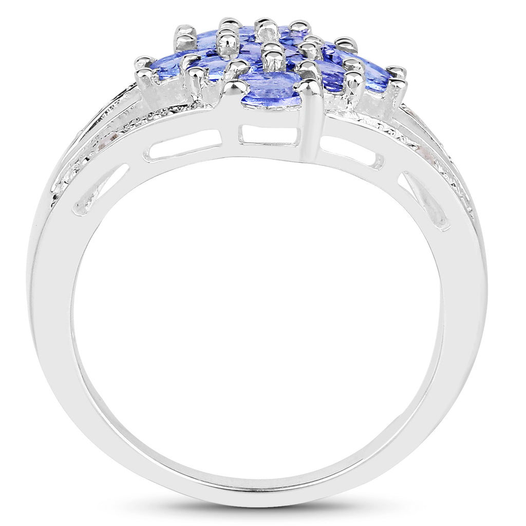 Tanzanite Ring With Diamonds 1.56 Carats Sterling Silver