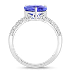 Tanzanite Heart Ring With Diamonds 3.16 Carats 14K White Gold