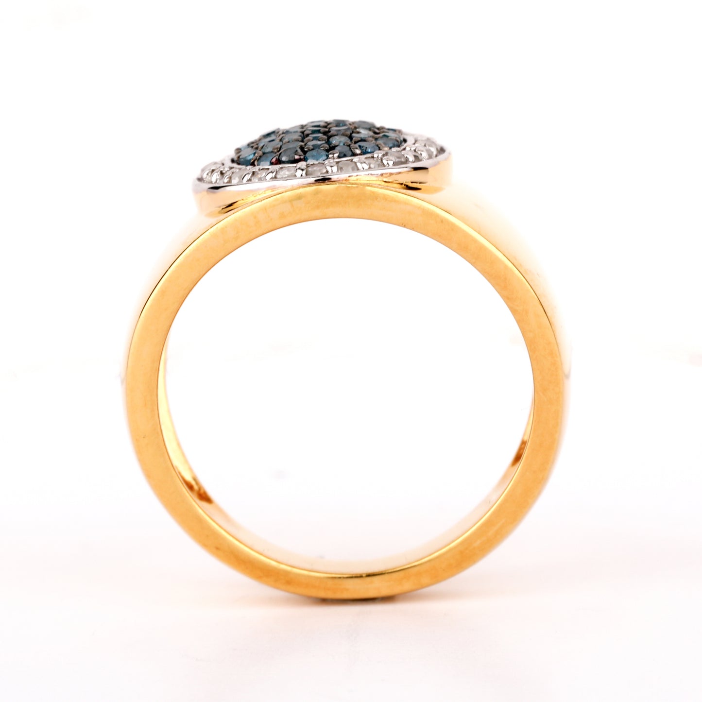 Blue Diamond Ring With White Diamonds 0.40 Carats Gold Plated Silver