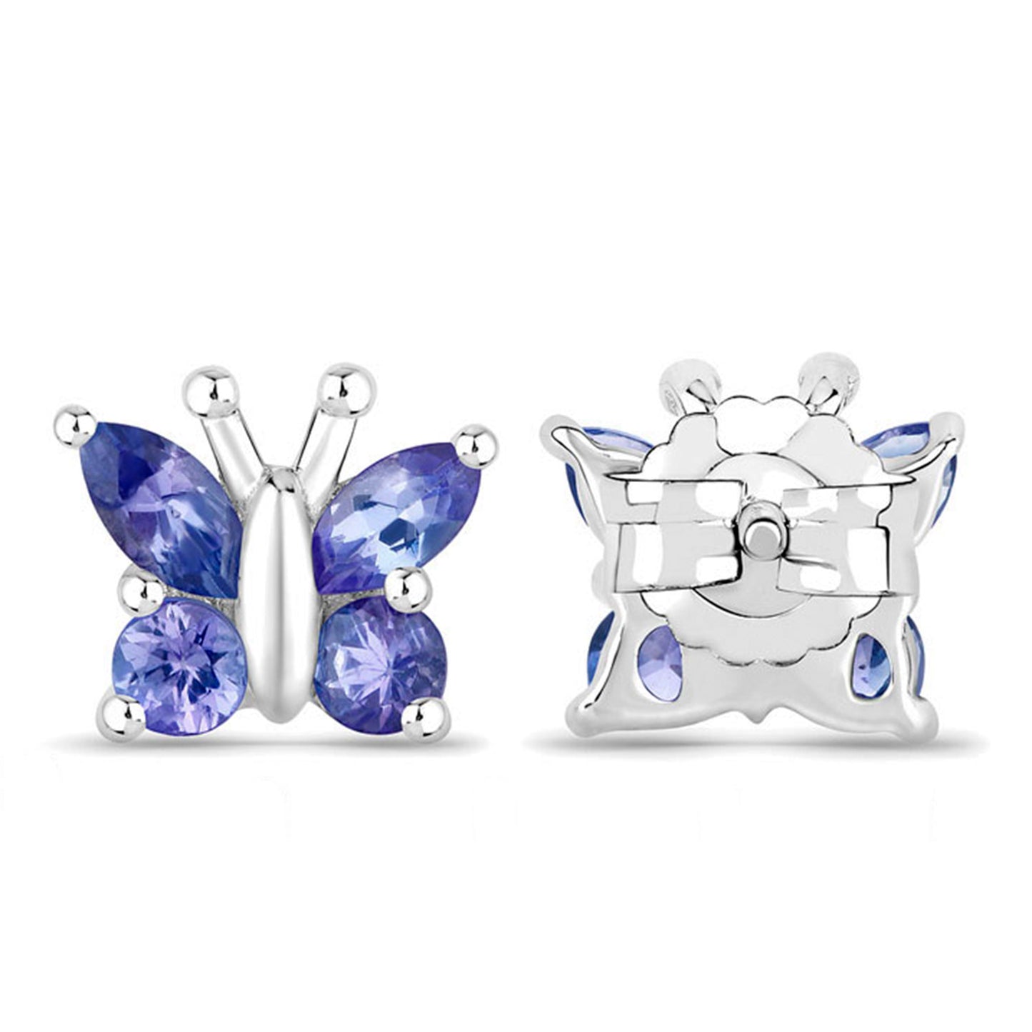Natural Tanzanite Butterfly Earrings 0.92 Carats Sterling Silver