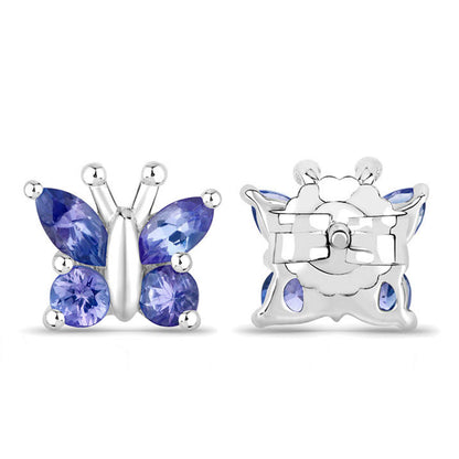 Natural Tanzanite Butterfly Earrings 0.92 Carats Sterling Silver