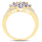 Tanzanite Ring With White Topaz 1.56 Carats Gold Plated Silver
