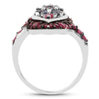 Blue Sapphire Ring With Ruby 1.74 Carats Sterling Silver
