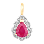 Ruby Flower Pendant With Diamonds 1.26 Carats 14K Yellow Gold