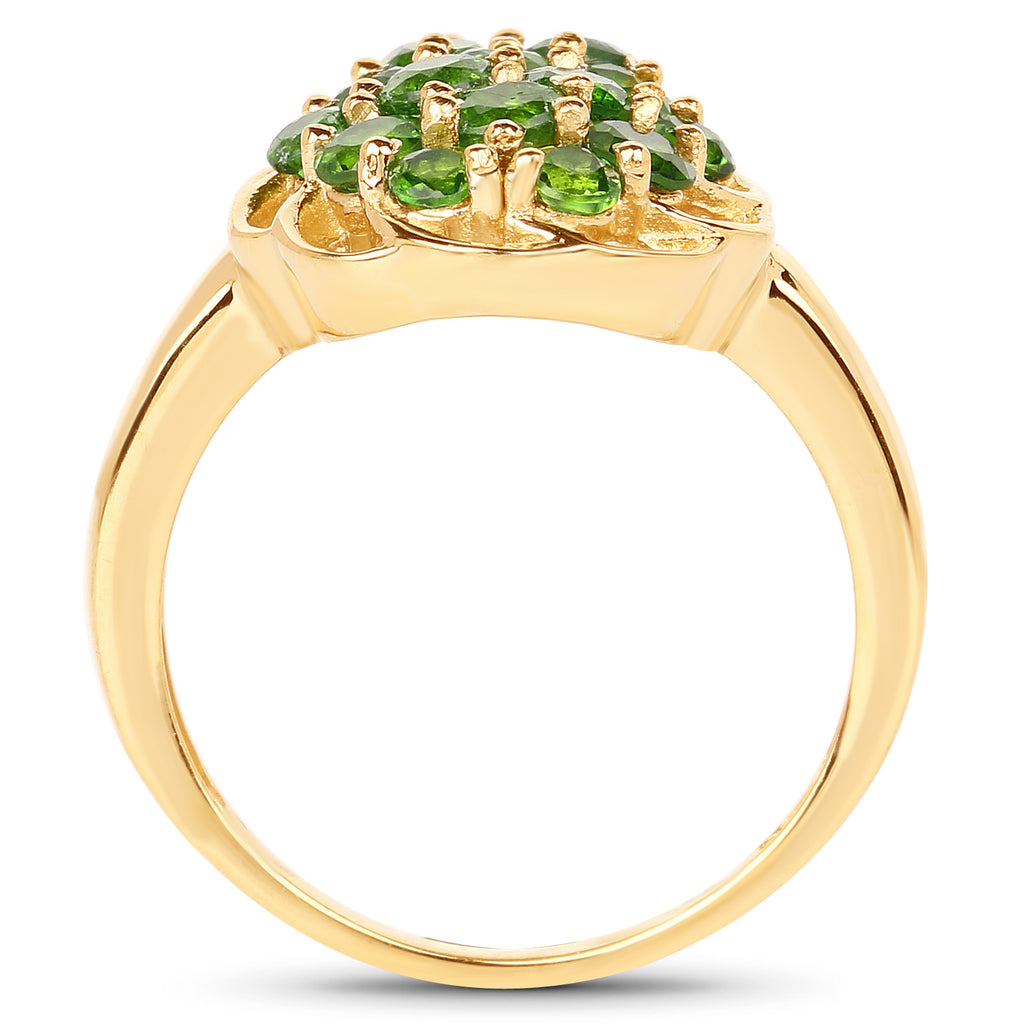 Chrome Diopside Ring 1.68 Carats Gold Plated Silver
