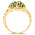 Chrome Diopside Ring 1.68 Carats Gold Plated Silver
